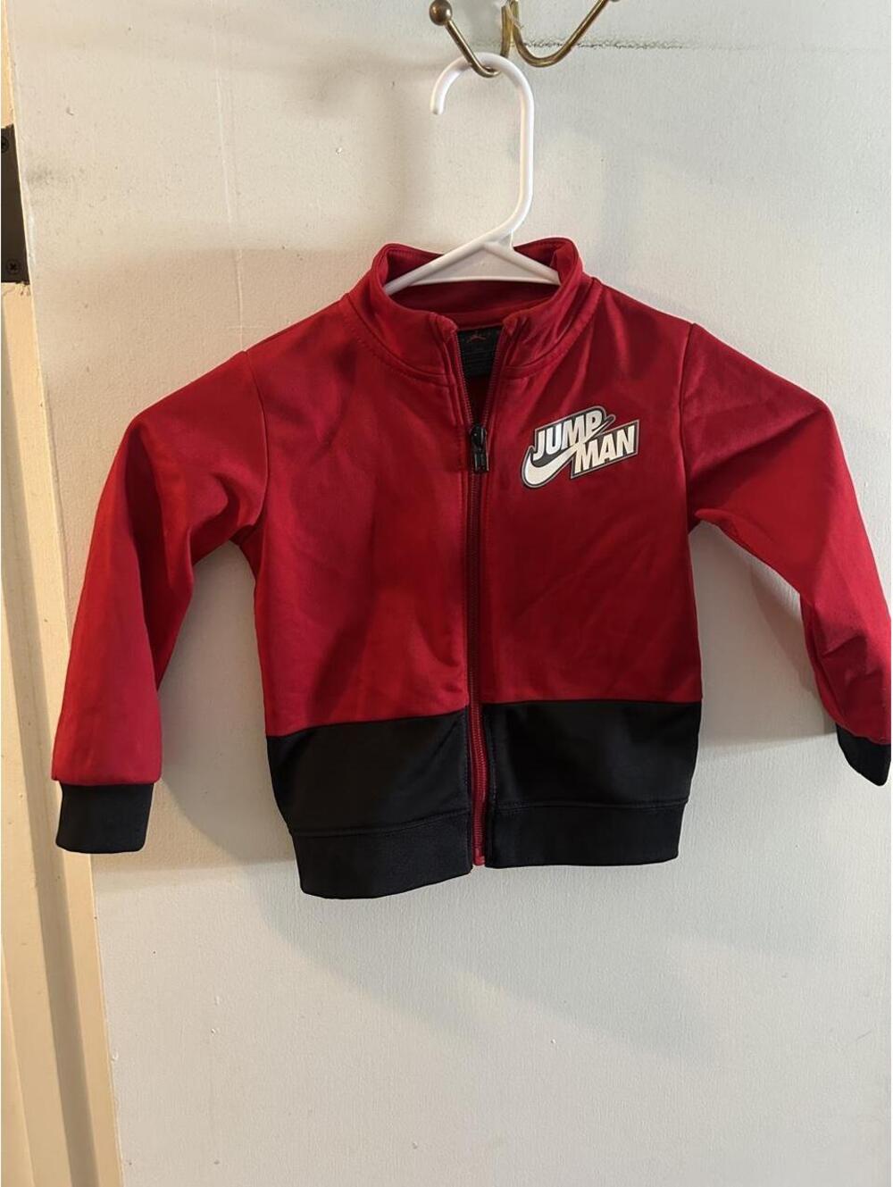 Jordan baby red/black color-blocked zip-up jacket size 24 months